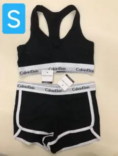 黒Sカルバンクライン ブラジャー ボクサーブリーフ　ショートパンツ　セットA0