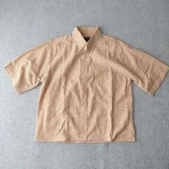 old unknown シアサッカー シャツ 短丈 ボックスシルエット　v