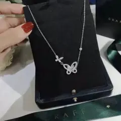キラキラ ダブルバタフライネックレス silver925