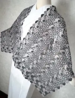 b06 美品 レース 花唐草模様 和装 ショール