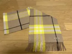 BURBERRY バーバリー マフラー カシミア100% ベージュxイエロー