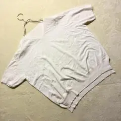 ミッシェルクラン サマーニット Vネック 半袖 ホワイト トップス M