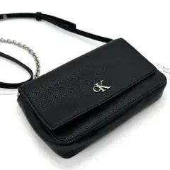 【新品】Calvin Klein ブラックショルダーバッグ レザー