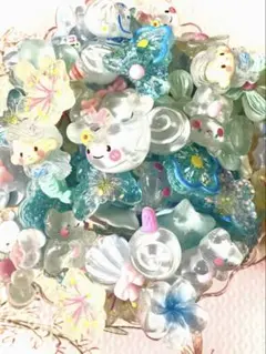 【新品】デコパーツ ブルー系 アソート クリアカラー 100個