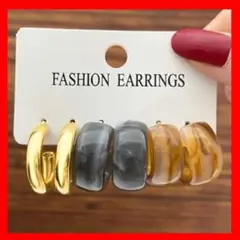 ピアス 3個セット ゴールド ベッコウ フープ おしゃれ 可愛い レディース