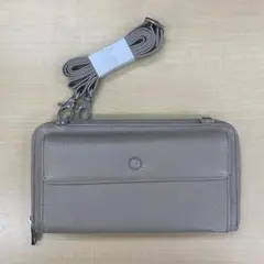 【本革】グレー 訳あり レザースマホショルダー ポーチ 財布 バッグ W2