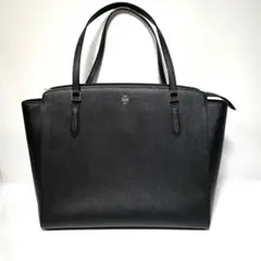 トリーバーチ EMERSON サフィアーノレザー ラージ ブラックパソコン収納