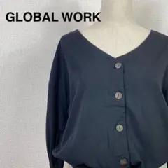 GLOBAL WORKグローバルワーク　ブラウス　七分袖　黒