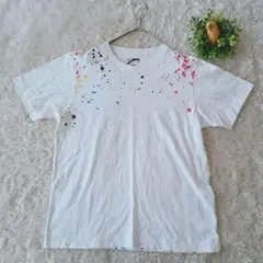ユニクロ　UNIQLO　ホワイト ペイントスプラッシュ Tシャツ　М　メンズ