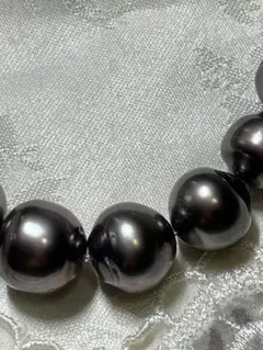 大珠　黒蝶パールネックレス 最大幅約14mm バロックタイプ