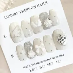 現品୨୧ちゅるんウィッシュコアネイルチップ　乳白色ホワイト　レース羽　バレリーナ