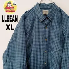 USA古着 LLBEAN 長袖ボタンシャツ　XL ネイビー　ブルー