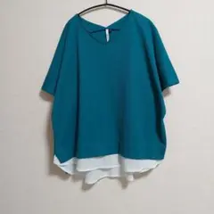 Vanilla Studio　グリーン系　 ワッフル　チュニック　 半袖　3L