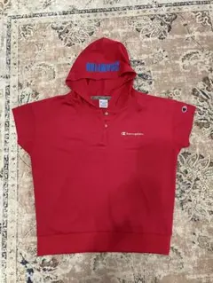 Champion フード付き 半袖シャツ ピンク