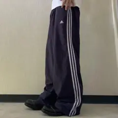 00s adidas バギー トラックパンツ ワイドレグ Y2K 海外 ネイビー