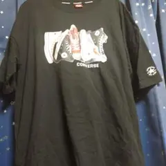 CONVERSE スニーカー プリント Tシャツ ブラック　Lサイズ