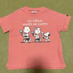 100サイズ　スヌーピー PEANUTS アイスクリームTシャツ ピンク