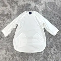 ミーンホワイル【L】白 プルオーバー ファスナーデザイン ポケット付き 春秋