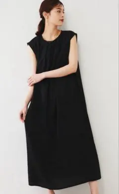アンタイトル UNTITLED 黒ノースリーブロングワンピース リネン 1 美品