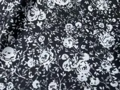ハンドメイド　ポリエステル　白黒花柄　￼日本製￼