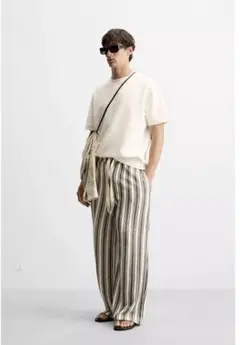 ジャカードストライプパンツ　ZARA