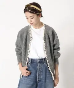 MADISONBLUE マディソンブルー パールダメージカーディガン