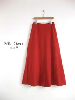 Mila Owen ロングスカート 赤 0(S) リネン混 マキシスカート