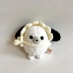 ちいさなぬいぐるみのシックなたれ耳ボンネット　ぬい服　ミニビーンズ　ハンドメイド