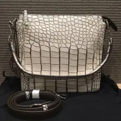 新品 未使用 BEAUGRAND クロコ ショルダーバッグ バニラ JRA 本革