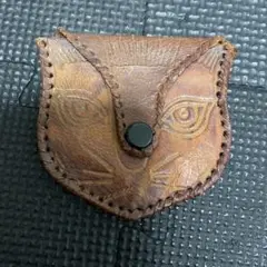 レザー 猫の顔 コインケース