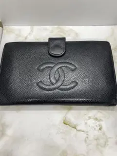 中古 ヴィンテージ シャネル 長財布 正キャビアスキン ラムスキン マトラッセ