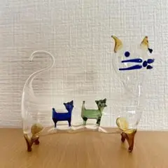 置物 オブジェ猫 ネコ ねこ ガラス細工 猫の中に猫