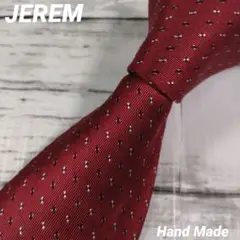 美品☆JEREM☆Hand Made シルクジャガードタイ ワインレッド