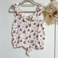 フラワープリント フリルキャミソール