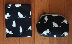 WABISUKE 猫シルエット がま口ポーチ