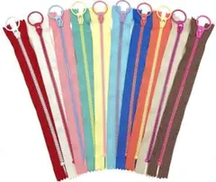 A-0167 バイカラー リング ファスナー 10本セット 20cm カラフル