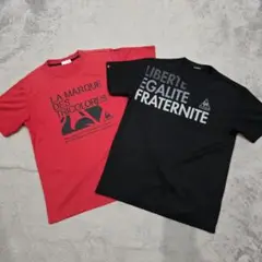 le coq sportif　プラクティス　Tシャツ　2枚セット　L O　黒　朱