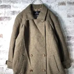 【ヴィンテージ】レトロ ウールコート マーブルカラー ゆるダボ古着usedW24