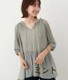 半額以下❤️新品 シャツ ブラウス シフォンプリーツ2way ブラウス 半袖