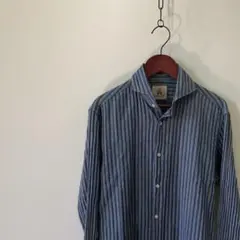【美品】GUY ROVER 長袖シャツ インディゴ ストライプ S ギローバー