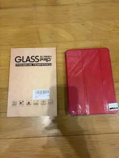Fire HD 8 赤色タブレットケース 強化ガラス付き