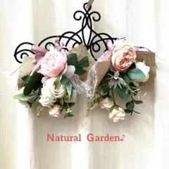 natural 薔薇のスワッグ　アイアン　プレート　壁かけ　飾り♪