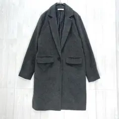ザショップティーケー　シングルボタンチェスターコート　ダークグレー　M