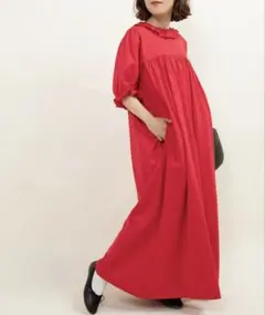 CHILD WOMAN DotandStripes 赤ワンピース