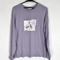 【GLACIER】ラベンダー系 プリント柄 長袖Tシャツ レディース Mサイズ