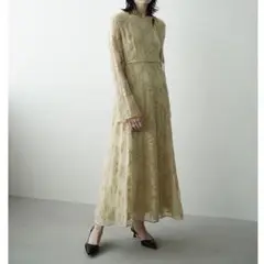 CLANE バージュフラワージャガードワンピース ベージュ クラネ バージュフラワージャガードワンピース ベージュ - メルカリ