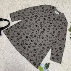 極美品　GRES TRICOT 長袖シャツ　花柄　ロング丈　グリーン系　40 L