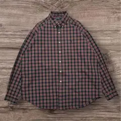 90s ラルフ ボタンダウンシャツ 黒 赤 チェック XL BLAKE 6064