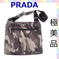 【美品】プラダ ナイロン カモフラージュ 三角プレート ショルダーバッグ 086
