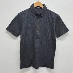 Amical アミカル ボーダーシャツ ポロシャツ 黒 白 ボタンダウン M